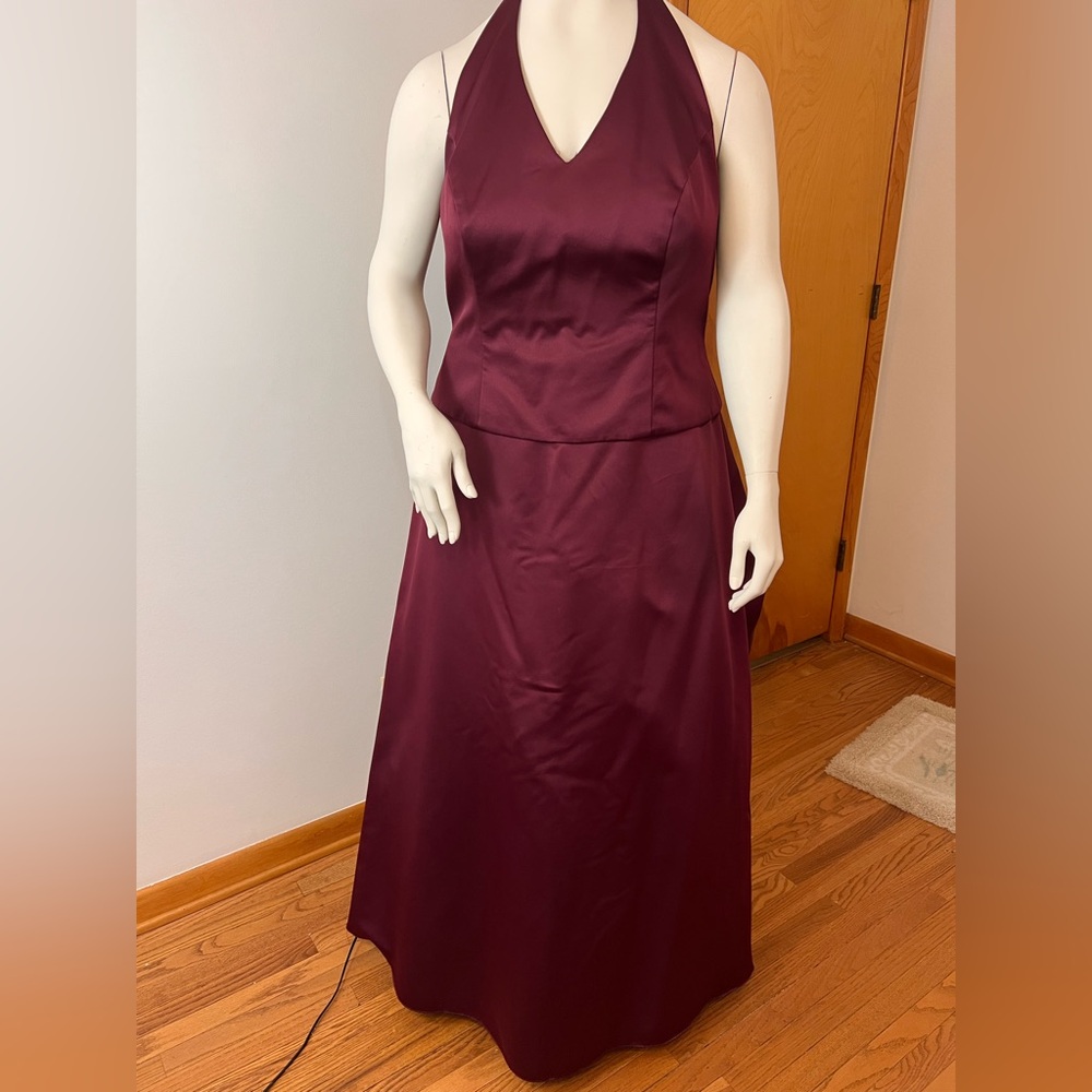 David's Bridal Deep burgundy Backless Dress